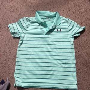 Under Armour Playoff Polo Shirt Striped Heatgear Golf Athletic Aqua Mens Small